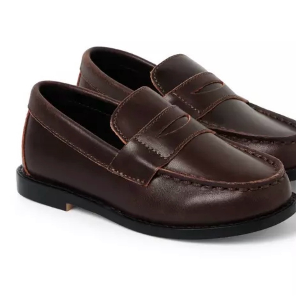 Janie and Jack Brown Leather Penny Loafer Toddler Boy Size 9 EUC
